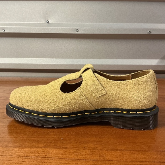 Dr. Martens Men T-Bar Yellow Tan Nappy Hairy Suede Leather Buckle Shoe Size 10 - Picture 9 of 12